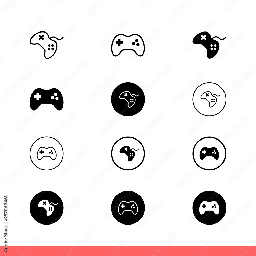 Poster joystick vector icon set, game console symbol. simple, flat design for web or mobile app