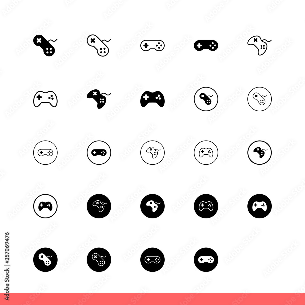 Poster joystick vector icon set, game console symbol. simple, flat design for web or mobile app