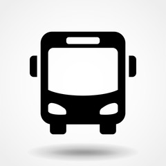 black bus icon isolated on white background