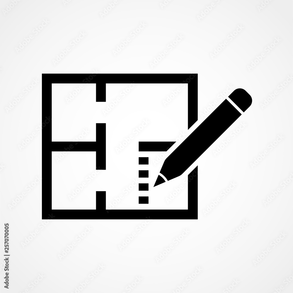 Wall mural house plan icon in trendy isolated on grey background.vector illustration.