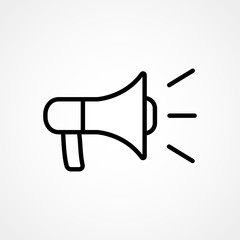Loudspeaker line icon, megaphone and website button, horn vector graphics, a linear pattern on a white background, eps 10.