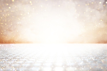 Photo gold and silver glitter lights background