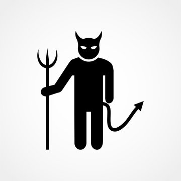 Devil demon religion trident silhouette ancient mythology. Vector illustration.