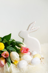 Easter scene with colored eggs