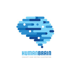 Human brain - business vector logo template concept illustration in flat style. Abstract creative idea sign. Geometric structure. Mind education symbol. design element. 