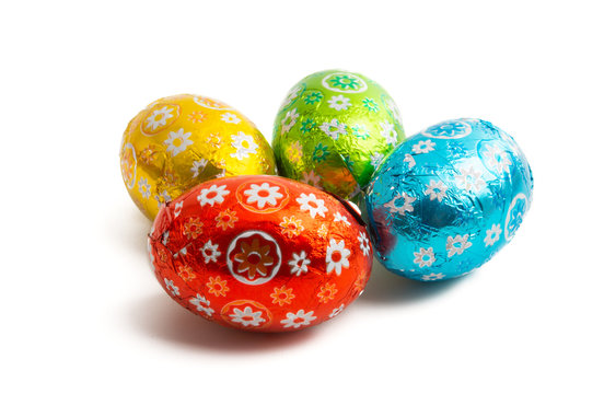 easter eggs in foil isolated
