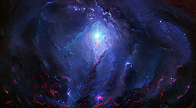 Abstract Glowing Nebula Galaxy Artwork In A Space Background