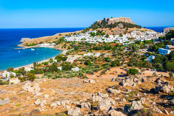 Lindos Acropolis and beach, Rhodes