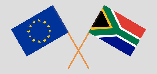RSA and EU. The South African and European flags. Official colors. Correct proportion. Vector
