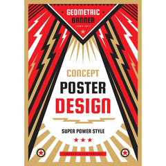 Vertical art poster template in heavy power style. National patriotism freedom vertical banner. Graphic design layout. Music rock concert concept vector illustration. Geometric abstract background.  - 257072486