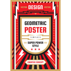 Vertical art poster template in heavy power style. National patriotism freedom vertical banner. Graphic design layout. Music concert rock concept vector illustration. Geometric abstract background. 