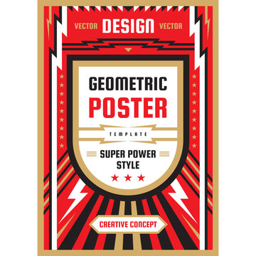 Vertical art poster template in heavy power style. National patriotism freedom vertical banner. Graphic design layout. Music concert rock concept vector illustration. Geometric abstract background. 