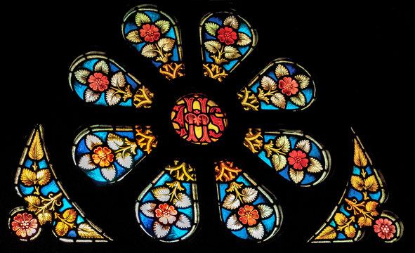 Window over entry, St Mary&rsquo;s Catholic church, 1420 K St, Lincoln, Nebraska