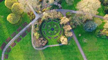Aerial drone bird's eye view photo of famous Regent's Royal Park unique nature and Symetry of Queen...