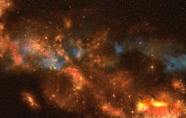 Abstract Unique Multicolored Glowing Nebula Spiral Galaxy Artwork Background