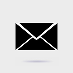 Email, sms icon on gray background with soft shadow