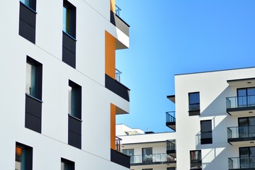 New-build residential building on a sunny summer day