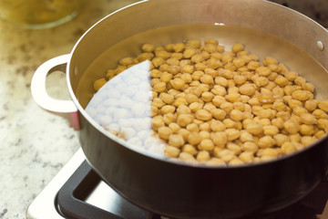 Chik peas in pan with water