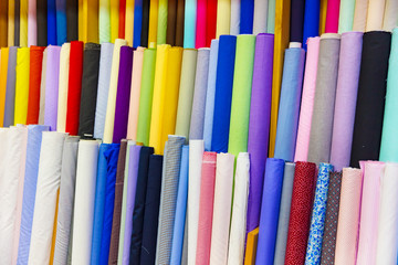 Various Rolls Of Textile For Sale At Store