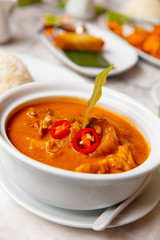 Massaman Duck Curry Served In Bowl At Restaurant