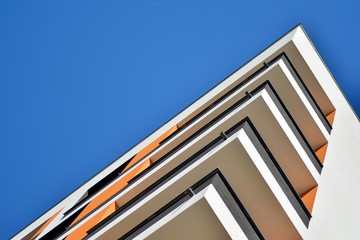 New-build residential building on a sunny summer day