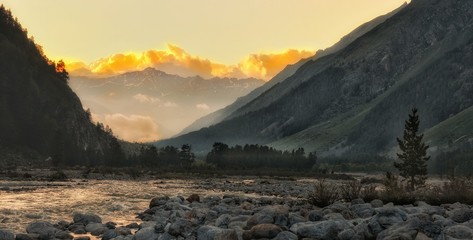 sunset in the mountains
