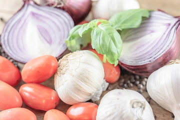 Close up image of vegan meal ingredients.