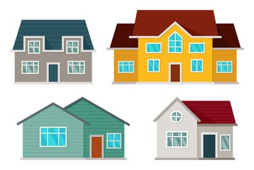 Set of houses front view