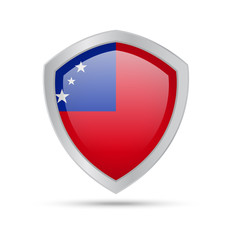 Shield with Samoa flag on white background.
