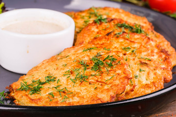 fried potato with salad 