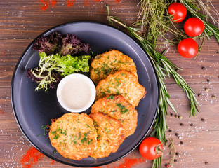 fried potato with salad 
