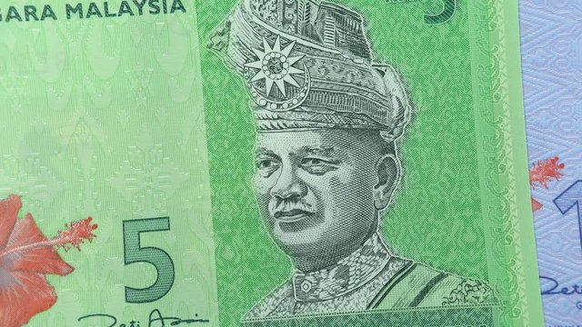 Malaysia currency ringgit banknotes rotating. Malaysian money. 4K stock video footage