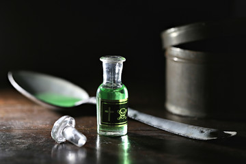 Obraz na płótnie Canvas vintage glass bottle of poison