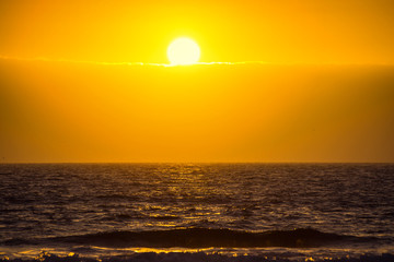 Sun Setting on the Atlantic Ocean in Tenerife Canary Island Spain