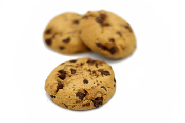 chocolate chip cookies isolated on white background
