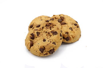 chocolate chip cookies isolated on white background