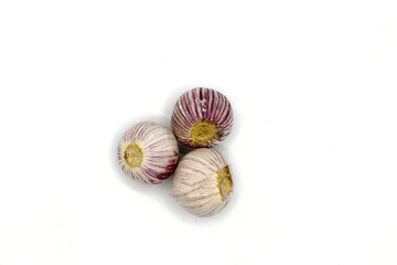 fresh garlic on isolated white background