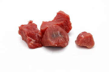 fresh meat pieces isolated on white background
