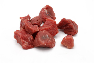 fresh meat pieces isolated on white background