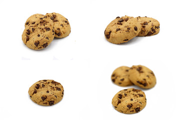 chocolate chip cookies isolated on white background