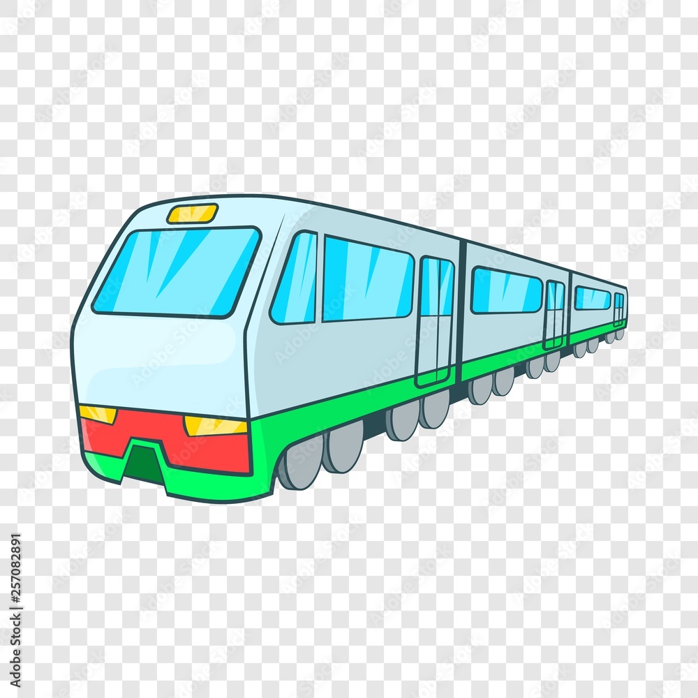 Poster train icon in cartoon style on a background for any web design