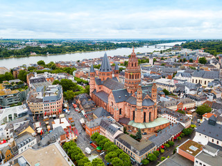 Mainz cathedral aerial view, Germany