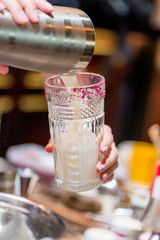 female bartender preparing cocktail in a cocktail bar