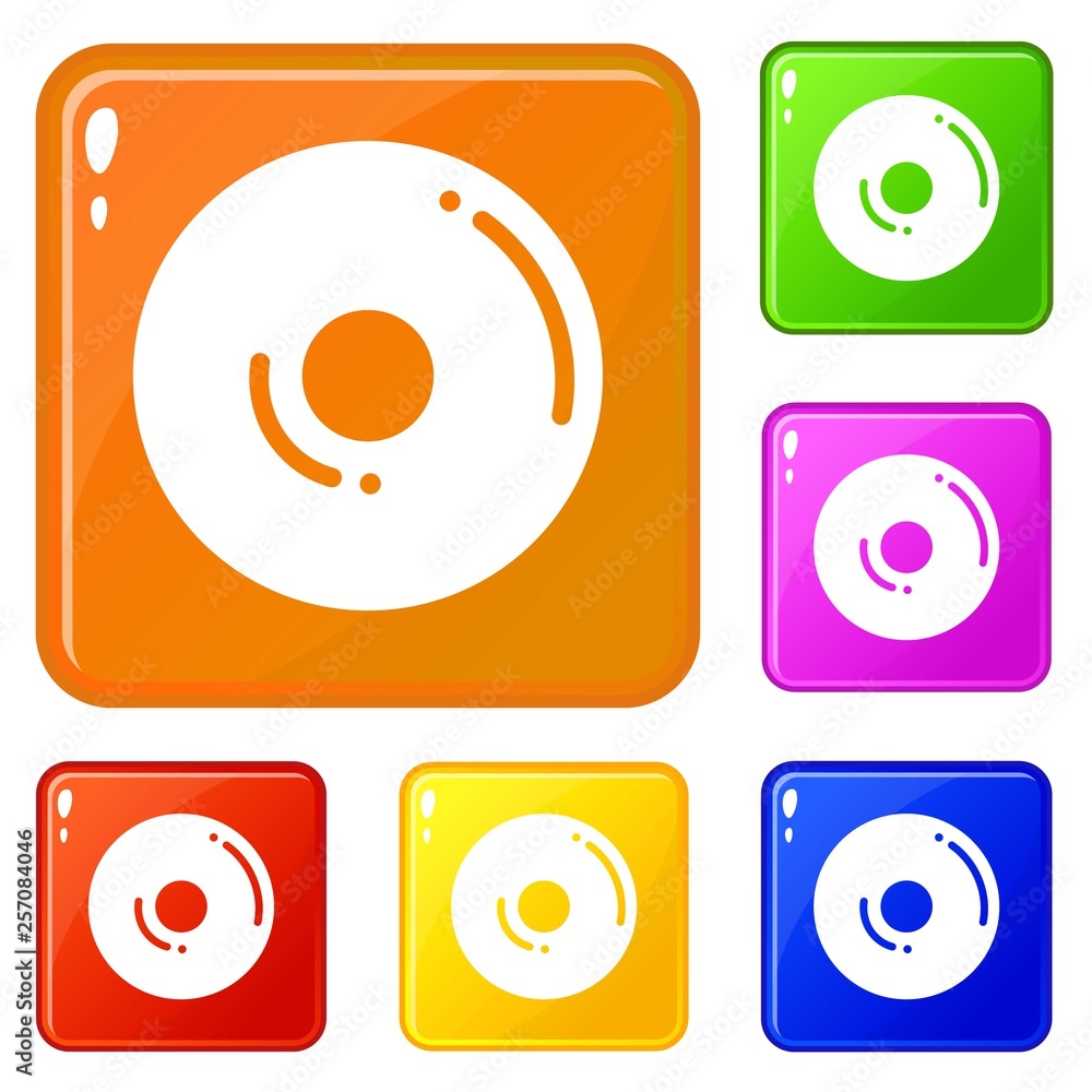 Poster candy donut icons set collection vector 6 color isolated on white background
