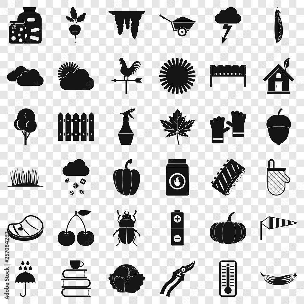 Poster vegetable icons set. simple style of 36 vegetable vector icons for web for any design