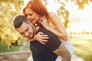 Fototapeta premium couple in a park