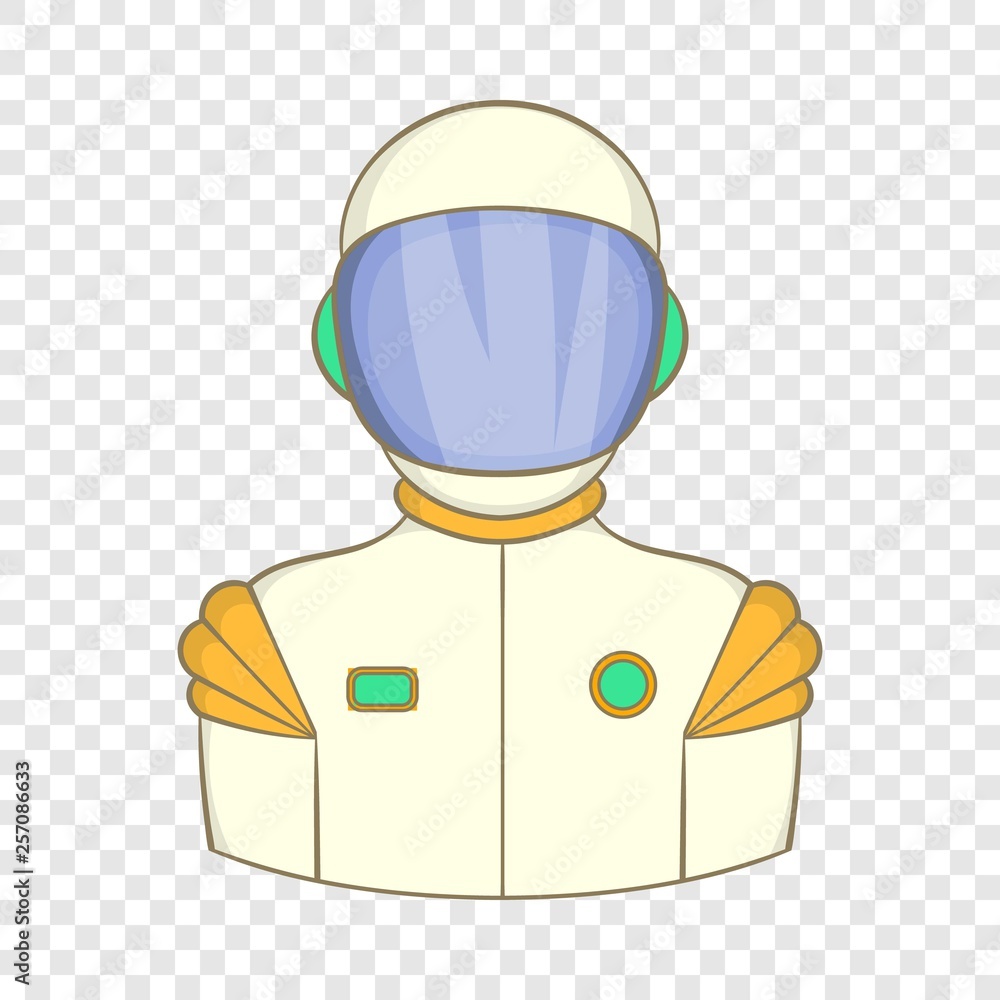 Poster astronaut icon in cartoon style isolated on background for any web design