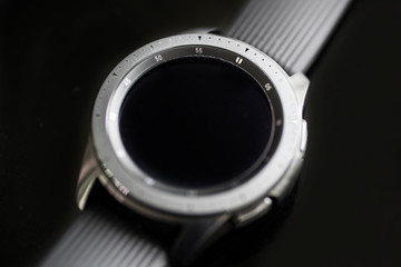 Galaxy watch with blank screen on the table