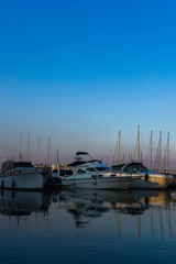 Fototapeta na wymiar marina during sunset, calm clean sky
