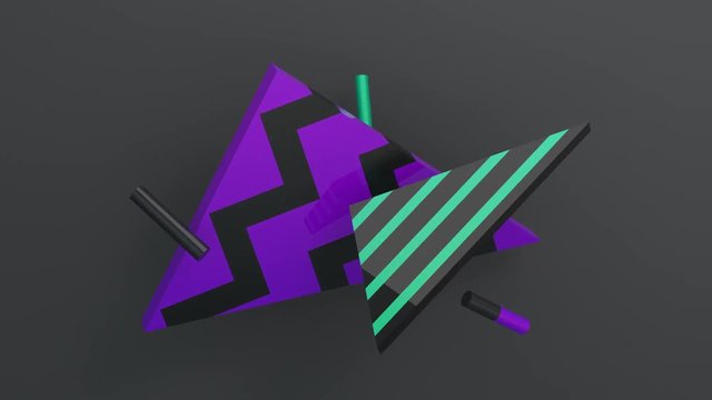 Abstract 3d rendering, background with moving geometric shapes. Modern animation, motion design, 4k seamless looped video